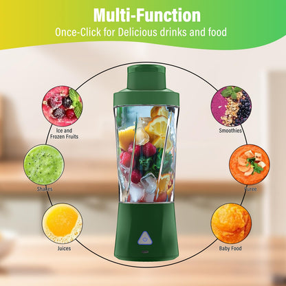 Portable Blender, 360W Personal Blender for Shakes and Smoothies for Kitchen, 24 Oz BPA Free Traveling Juicer Cup and Lid with 6 Blades, Self Cleaning Portable Juicer for Kitchen/Travel/Gym, Black