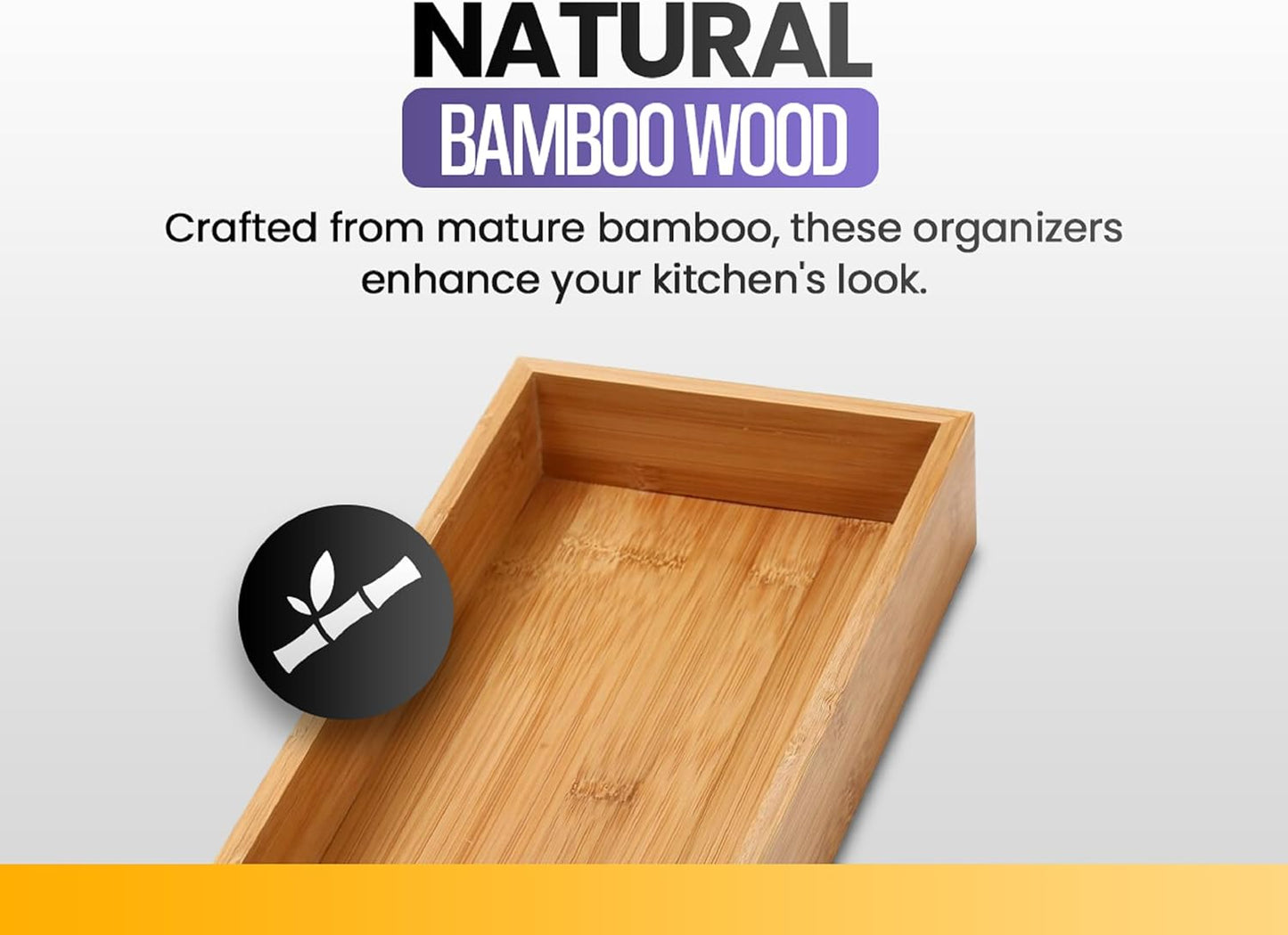 YBM Home & Kitchen Bamboo Drawer Organizer Box, 14"L x 10"W x 2"H, #319