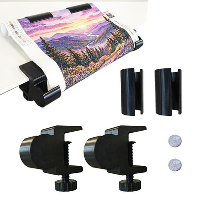 Diamond Painting Canvas Roll Holder & Adjustable Table Clamp Bundle, Diamond Art Accessories and Tools with Anti-Scratch Pads, Anti-Roll Canvas Straightener Fits 2.64" Desks