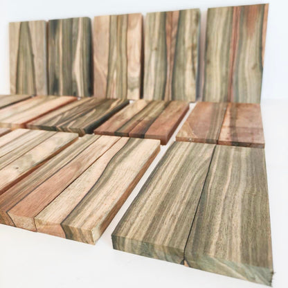 Gray Brown Tone Macassa Ebony Lumber Burl Knives Handle Scales Knife Makers Material Exotic Wood DIY Tools 2Pcs Size: 3/8" x 1 1/2" x 5 1/8" (+/- 1/16")