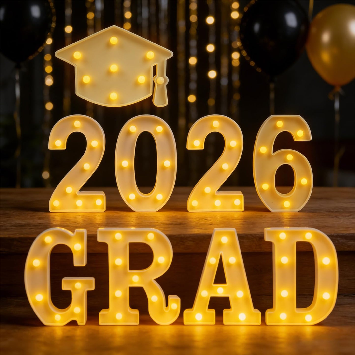 Luvsweets Graduation Decorations 2026 Sign - 9 Led Marquee Letters 'Grad 2026' Grad Light Up Numbers for Kindergarten High School College, Graduation Party Wall Table Centerpieces Decor Supplies