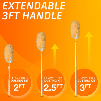 Heavy Duty Multi Surface 360°Heavy Duty 12 Duster Refills & 1 Handle, Compatible with Swiffer Dusters，Disposable Dusters for Cleaning