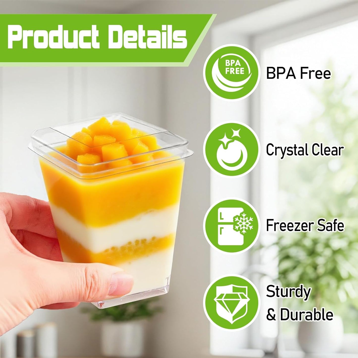 200 Pack 5 oz Plastic Dessert Cups with Lids and Spoons, Disposable Parfait Shooter Pudding Jello Cups for Wedding