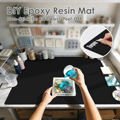 36.2" x 24" Extra Large Silicone Mat for Epoxy Resin, Nonstick Silicon Mats for Crafts Jewelry Casting, Non-Slip Kitchen Table Placemats for Countertop Protector Heat Resistant by Foepoge, Black