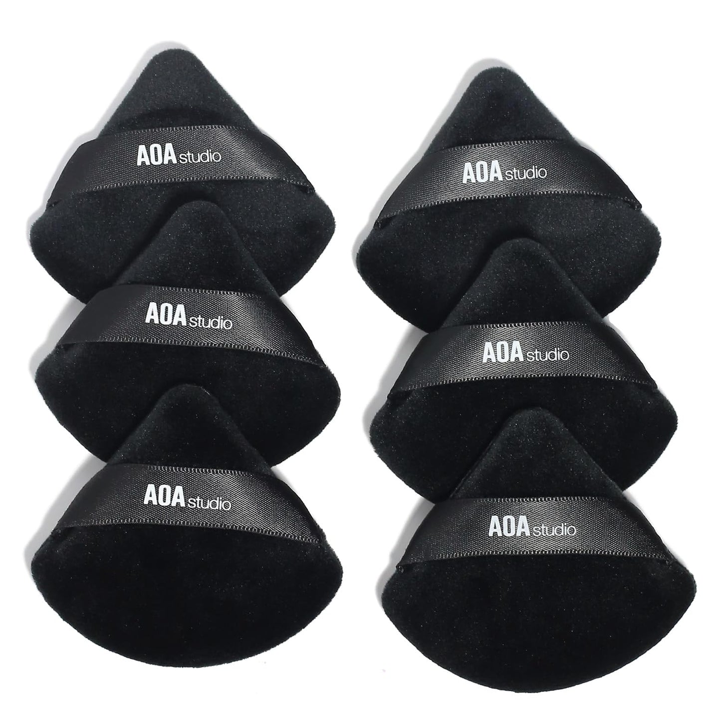 AOA Studio Velvet Puffs Makeup Puff Set of 6 Loose Powder Body Powder, Velour Makeup Blender Sponge Foundation Blending Sponges Set Beauty Makeup Tools(Black/Peach)