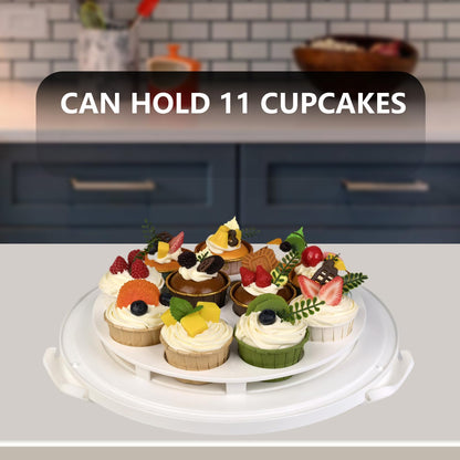 Arineng 10 inch Round Cake Carrier Box with Lid and Handle, Transportation Insulated Bag for Cakes, Cupcakes and Pies, Triple Locking Design for Safe Transportation (Grey, 5.5 Inches High)