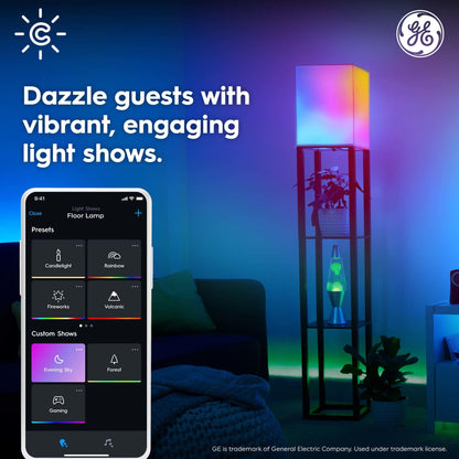 GE Cync Dynamic Effects A19 LED Smart Light Bulbs, Bluetooth and WiFi Color Changing Lights with Music Sync, Compatible with Alexa and Google Home (2 Pack)