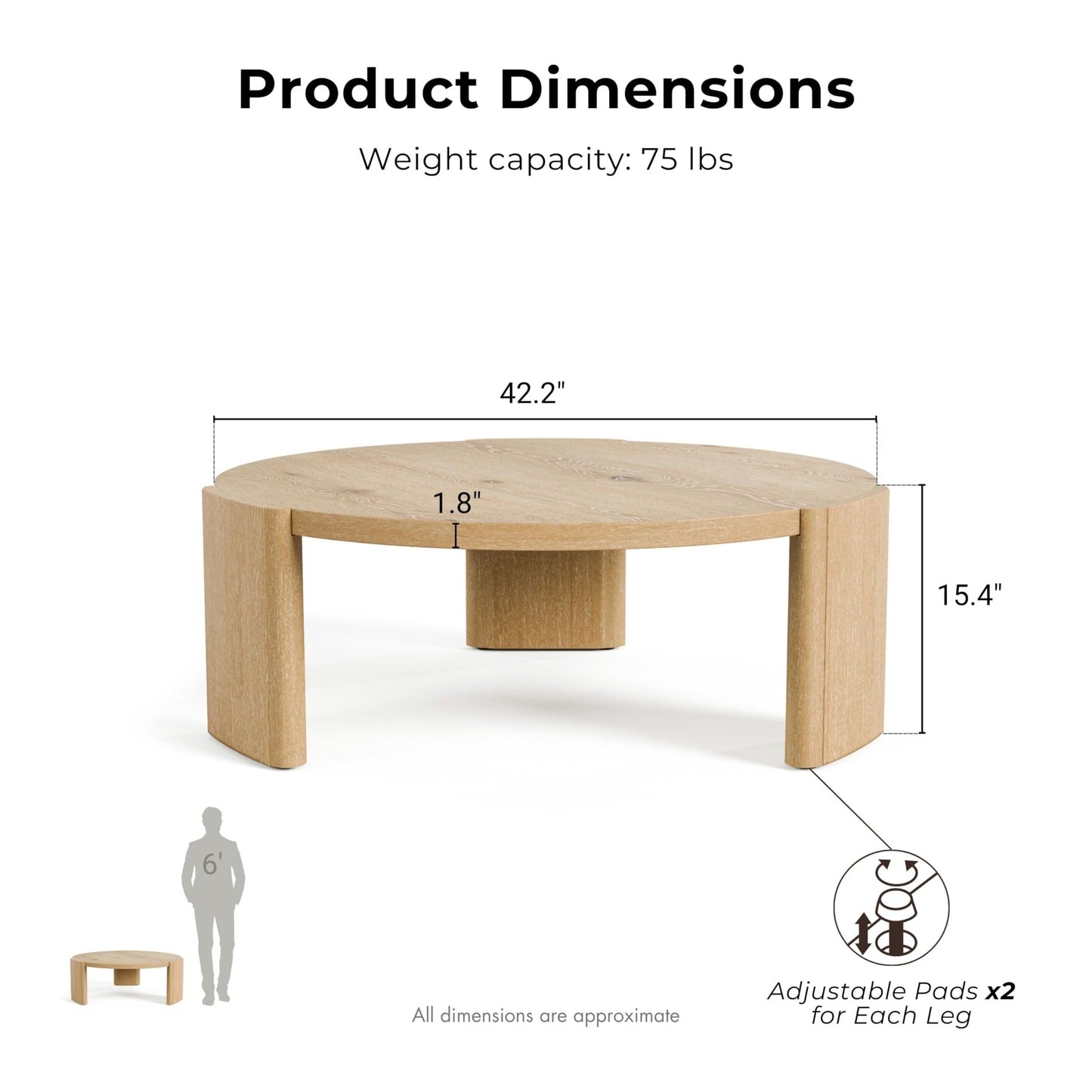 Furniture of America Carys Modern Solid Wood 2-Piece Coffee Table and End Table Set with Plinth Base, Living Room Furniture for Small Space, Home Office, Oak