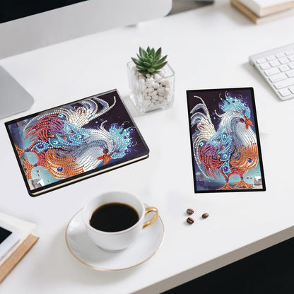 JZHYOAN Animal Diamond Painting Blank Notebook Kits for Adult Mosaic DIY Rooster Special Pattern Diamond Art Dairy Note Book Gem Art Journal Sketchbook Drawing Painting Notepad for Office Work Gifts