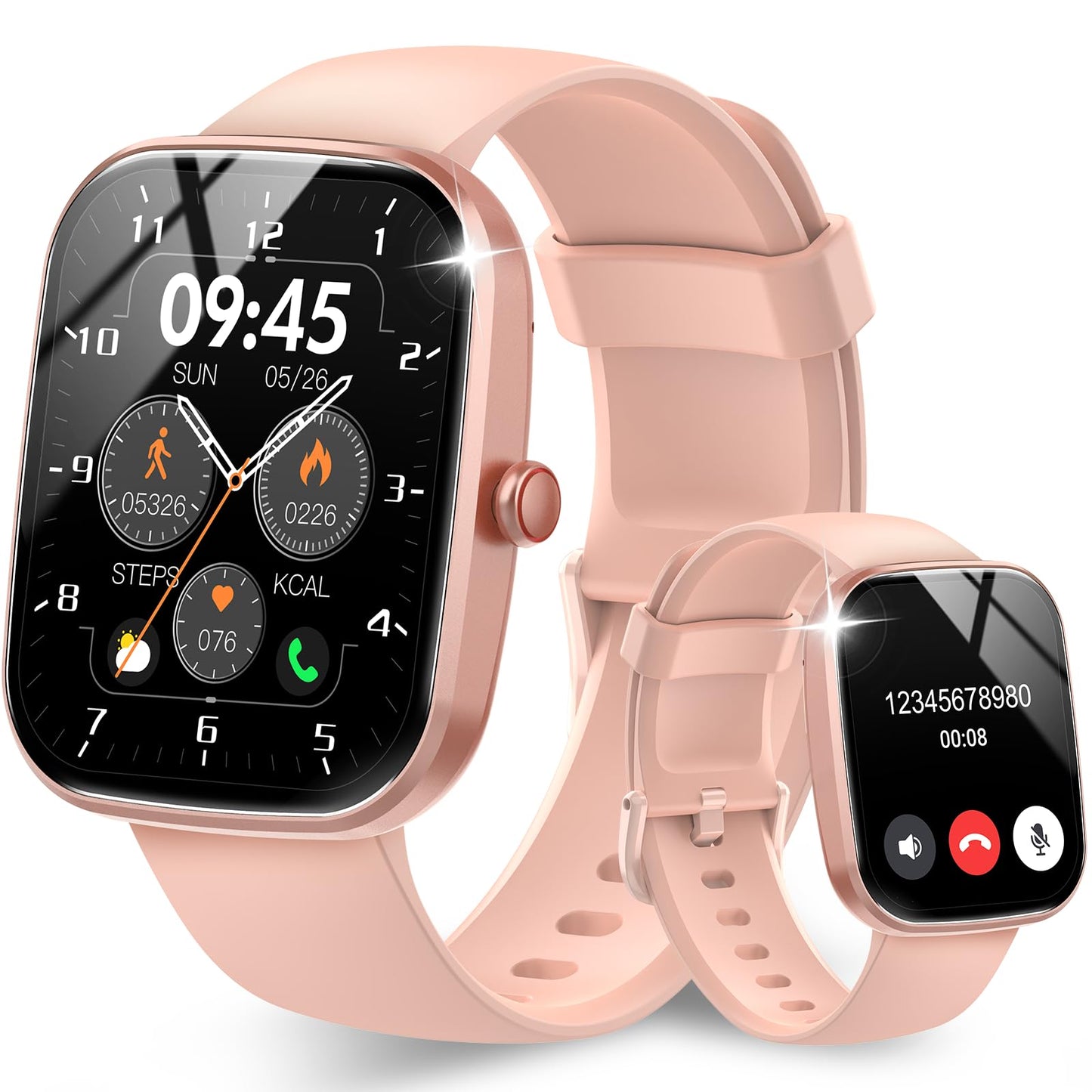 Smart Watch, 1.91" HD Screen Smartwatch for Men Women(Answer/Make Call), Fitness Watch with Heart Rate/Sleep Monitor/Steps Monitor, 110+ Sports Modes, IP68 Waterproof Activity Trackers Pink