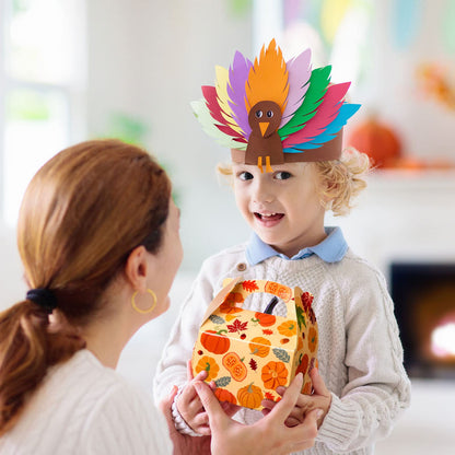 Capoda 24 Pcs Fall Treat Boxes Thanksgiving Fall Party Candy Boxes Pumpkin Maple Leaf Pattern for Treats for Thanksgiving Favor Autumn Harvest Halloween Birthday Party Decoration