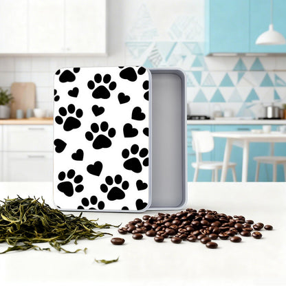 VOGDMKJG Large Metal Tins Box-7.1” x4.7”x2“ Rectangular Empty Storage Box With Lid Decorative Organizer Storage Tin Case For Office/Cookie/Candy/Jewelry/Photo/Letter Black Dog Paw