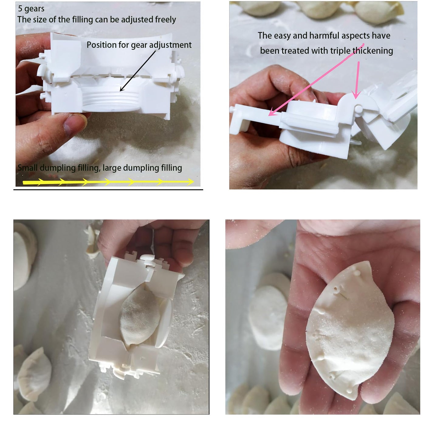 Dumpling making set of 8 pieces, including silicone rolling pin, dough maker, filling spoon, and 5-speed adjustable dumpling making mold, used for making dumpling pies and various noodle dishes