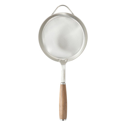 Sur La Table Kitchen Essential Walnut & Co. Stainless Steel W/Walnut Handle 5.5 Inch Mesh Strainer and Sifter