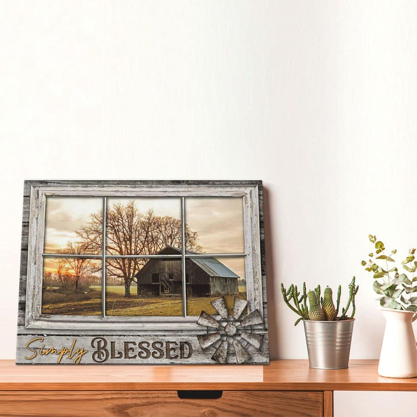 Rustic Old Barn Canvas Wall Art, Farmhouse Barn Family Decor Print, 12x16 Inch Framed