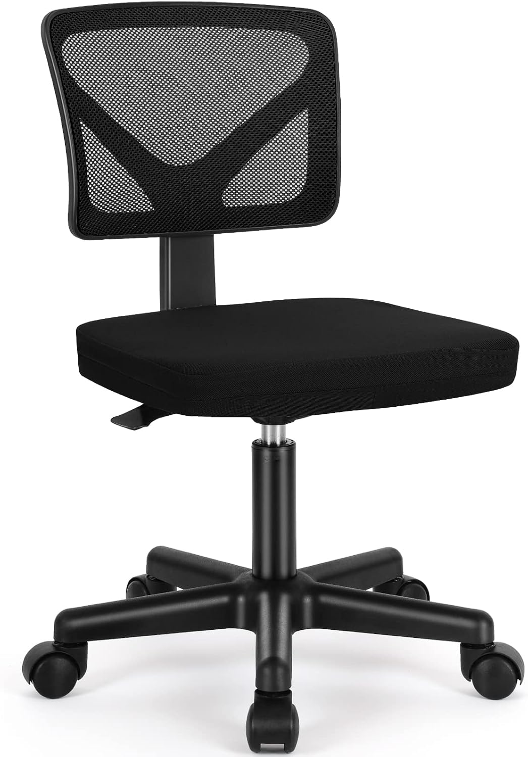 AFO Small Desk Chair, Armless with Ergonomic Lumbar Support, Adjustable Height, 360 Degree Swivel