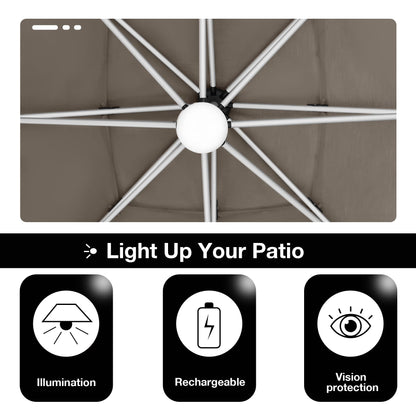 EliteShade USA APOLLO 3-Tier 10x10FT Full Aluminum Cantilever Patio Umbrella for Outdoor Restaurant Garden Courtyard Deck Pool and Marketing with Light (No battery), Navy Blue