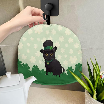 Cat Green Leaf Insulated Teapot Cozy, Decorative Dome Shaped Large Tea Cosy for Keeping Warm