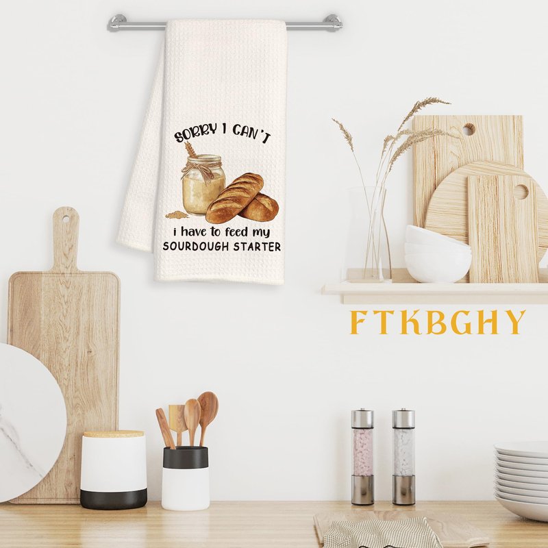 FTKBGHY Funny Baking Gifts Kitchen Towels, Gifts for Sourdough Bread Bakers Baking Lovers, Baker Gift Decorative Dish Hand Tea Towels for Bakery Kitchen, 16x24 Inch