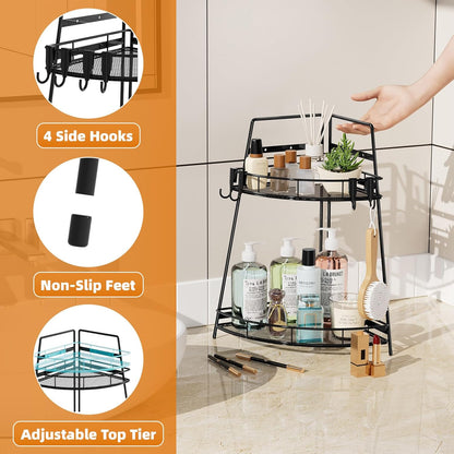 2 Counter Countertop VITVITI Tier Corner Bathroom Organizer, Metal Bathroom Organizer Shelf Storage, Bath Room Sink