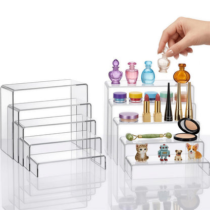 Fixwal 20pcs Large Acrylic Risers 4 Set Acrylic Display Stand Perfume Organizer Stands Clear Rectangular Dessert Table Display Set, Display Shelf for Show Cupcake, Figures, Jewelry, Toys