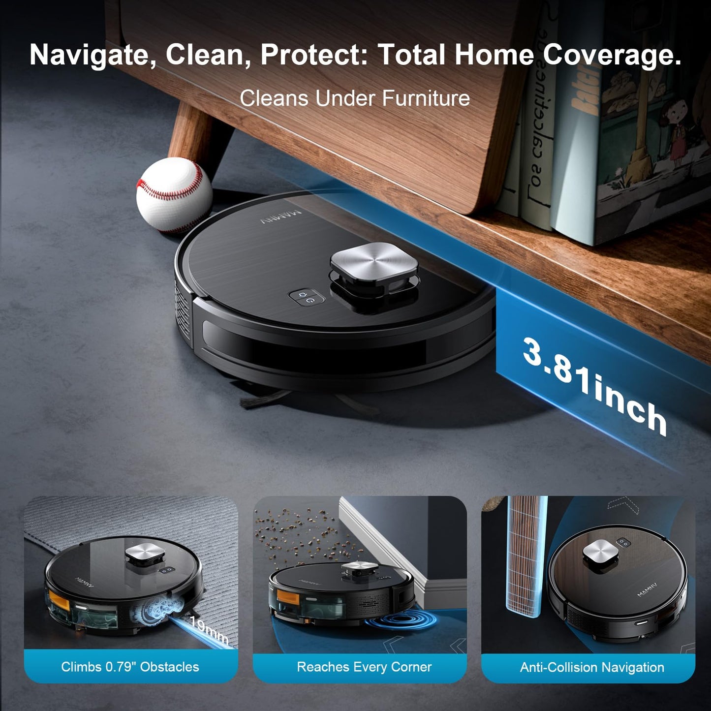 Robot Vacuum and Mop Combo, 2 in 1 Robotic Vacuum Cleaner with Schedule, App/Alexa/Voice Control, Slim 2.87", Self-Charging, 2300 Pa Suction & Long Runtime, Ideal for Hard Floor, Pet Hair, Carpet