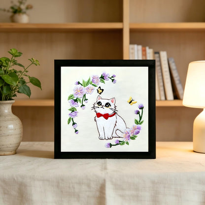 CHIYOSING Embroidery Kit for Beginners Adults, 4 Cat Pattern to Learn Over 30 Different Stitches,Includes Step-By-Step Instructions,Sharp Scissors and 2 Exquisite Hairpins and Multiple Accessories.