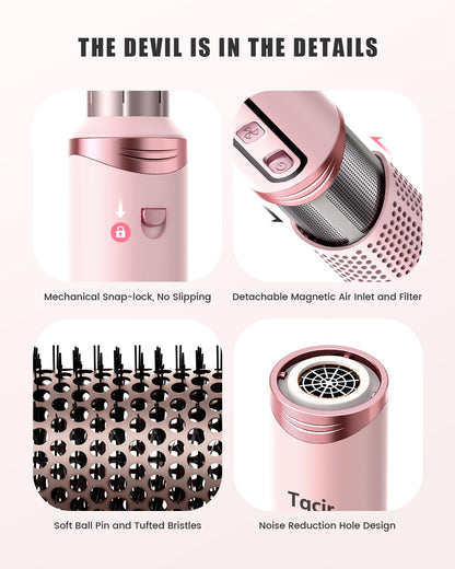 8-in-1 Professional Hot Air Styler&Hair Dryer Brush, Powerful Multi-Styler with Auto-Wrap Curler with Storage Case, Fast Drying Curling Straightening Volumizing Without Heat Damage(Gold)