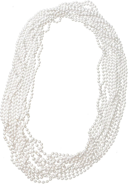 "Skeleteen Faux White Pearl Necklaces - 12 Pack Pearl Beaded Necklace Party Favors"
