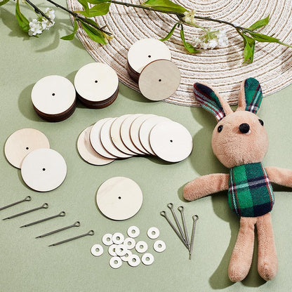 AHANDMAKER 30set 45mm Wooden Doll Joints, 3 Bags Rotatable Joints Connectors Accessories, Connectors Cotter Pin Joint for Stuffed Animals Teddy Bear Doll DIY Crafts