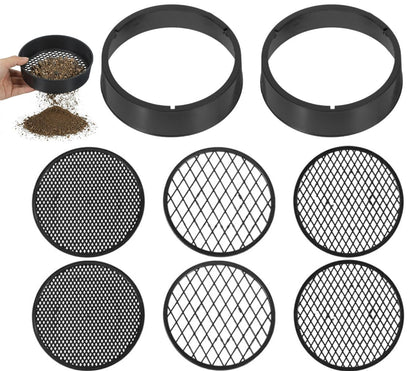 DOITOOL Soil Sieve Set with 6 Replaceable Mesh, 4.4 Inches Plastic Garden Sieve Sifting Pan Sifter for Rocks Gardening Gravel Sand and Gold Panning