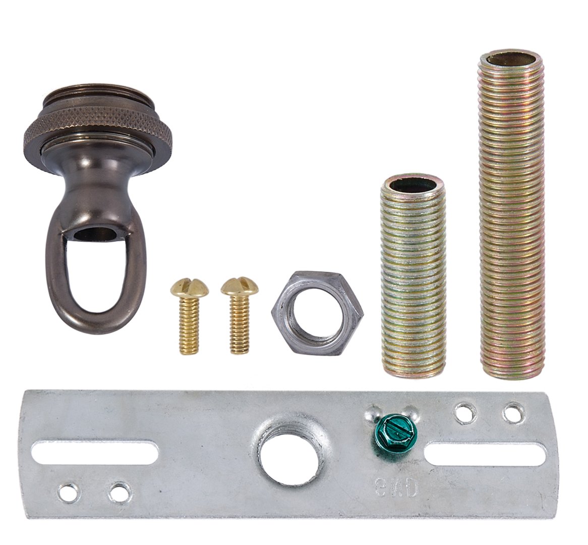 B&P Lamp Antique Bronze Finish Cast Brass Screw Collar Canopy Kit