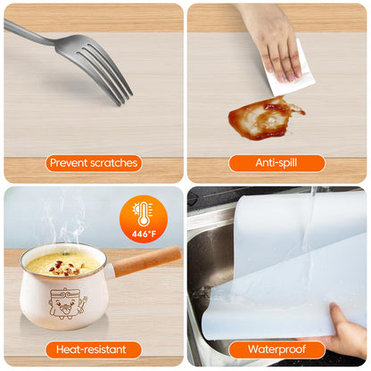 Large Silicone Mats for Kitchen Counter,Countertop Protector for Pastry Making,Silicone Mats for Crafts,Skin-Friendly Surface Vanity Mat,Freely Cuttable(Translucent, 16" x 72" x 1.6mm)