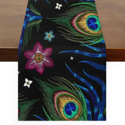 Aglebo 48 Inches 13 48 Inches Peacock Feather Table Runner Washable Table Runners Long Kitchen Dining Table Decoration