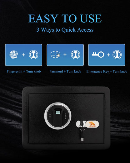 TIGERKING Security Fingerprint Biometric Safe Digital Safe for Home, Office- Black