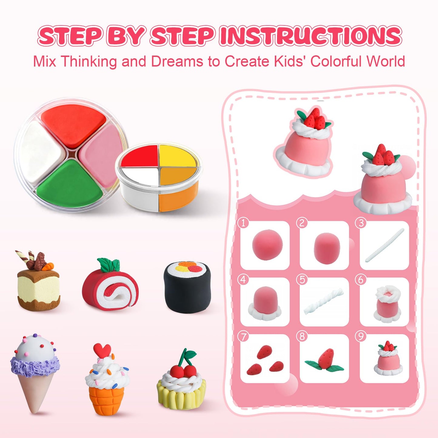 Air Dry Clay Kit, Modeling Clay for Kids, 12 Pack Dessert Theme, Soft & Non-Sticky, Non-Toxic DIY Art & Craft with Sculpting Tools & Tutorials, Birthday Holiday Gifts for Ages 4-12 Boys & Girls