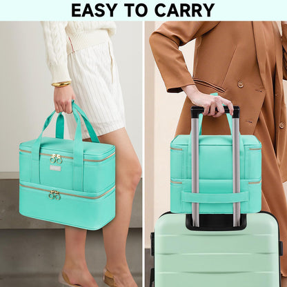LEFOR·Z Nail Polish Organizer,Double-Layer Nail Organizers and Storage,Nail Polish Carrying Case for 40 Bottles (15ml-0.5 fl.oz) and Nail Lamp,Portable Nail Polish Holder for Nail Supplies,Mint Green