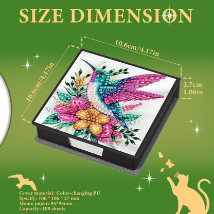 DOTZSO Diamond Art Kits for Adults Sticky Note Holder, Diamond Painting Notes Box Diamond Dots Decoration Gem Arts and Diamond Office Desk Supplies Contains 160 Sheets of Paper Hummingbird