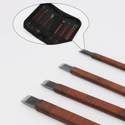 Unxuey 12Pcs Carving Chisel Set Manganese Steel Seal Stone Carving knife Woodworking Tools for Engraving Enthusiast