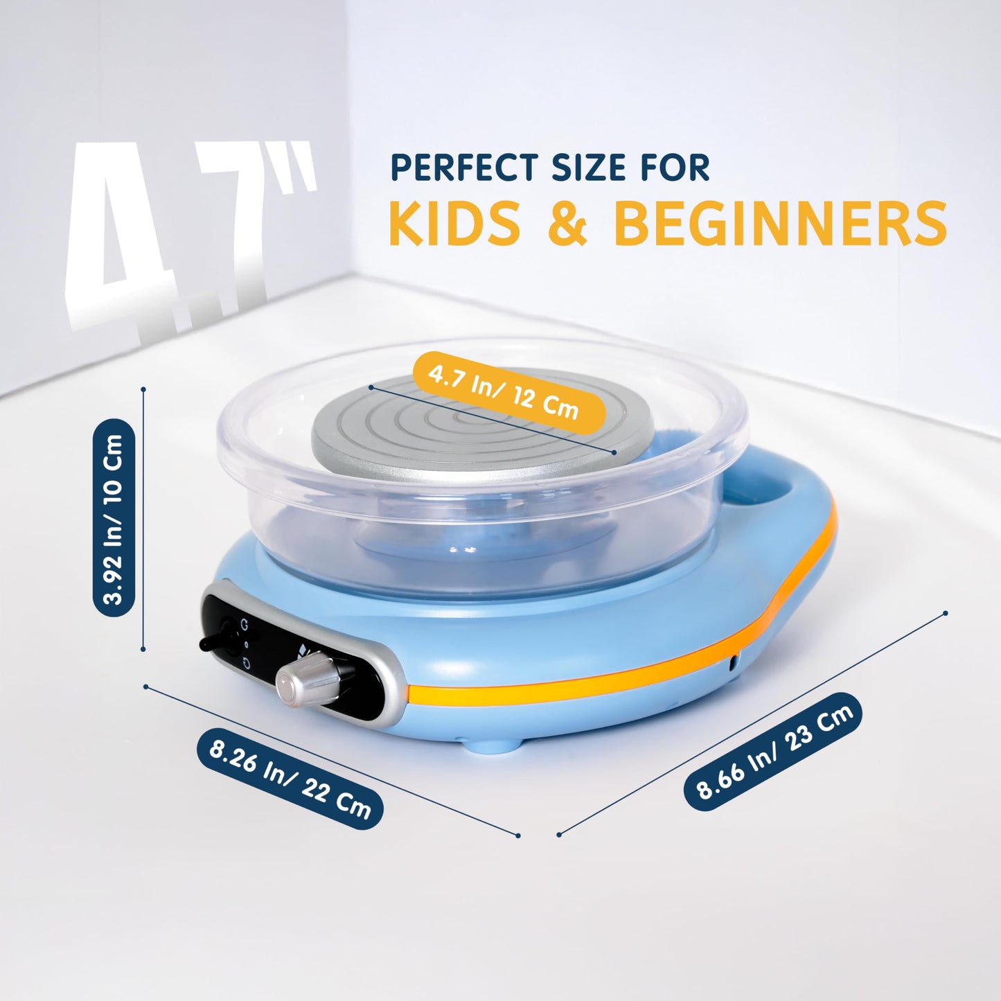 Pottery Wheel for Kids | Clay Machine for Beginners | 4.7 Inch Electric Mini Wheel Kit for Arts | Includes 8 Piece Tool Set and Paint | Educational Pottery Kit for Adults
