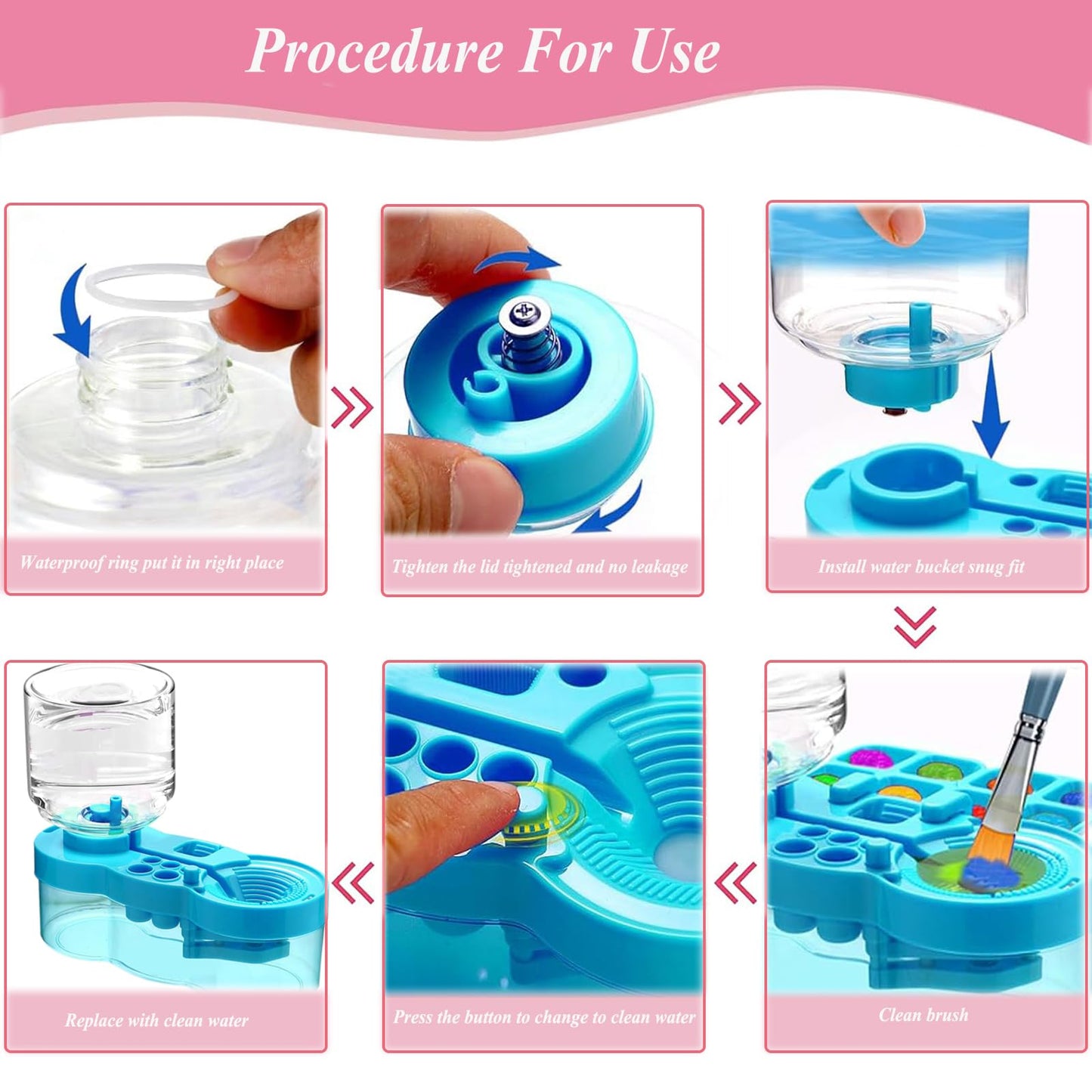 2026 Paint Brush Cleaner Brush Rinser Water Circulation, Brush Cleaner Painting Tool, Water Cycle Paint Brush Rinser with Brush Holder and Palette, Brush Rinser Dispenser for Adults Artist Kid (Blue)