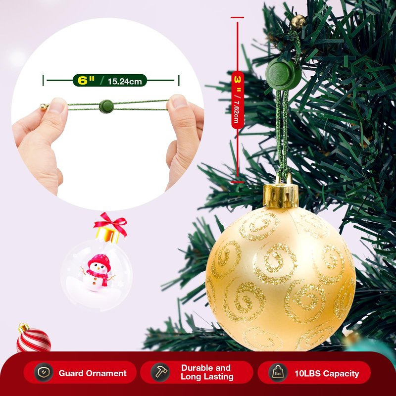 Christmas Ornament Guardian, Adjustable Ornament Hooks for Hanging Small Large Heavy Ornaments, Ornaments Hanger Hooks for Christmas Tree Hanging Holiday Ornaments (36)
