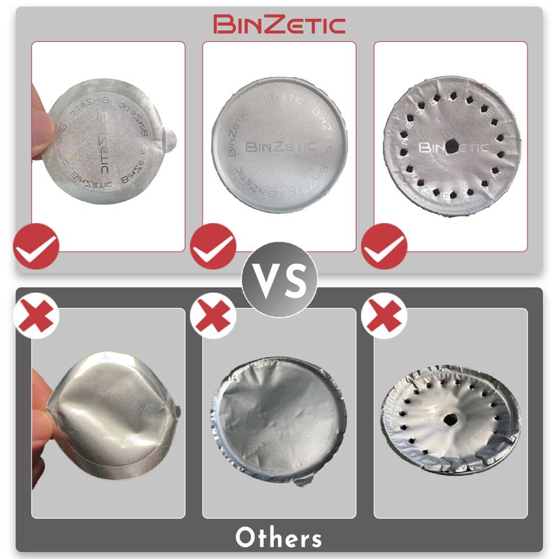 BinZetic® 100Pcs Aluminum Foil Seal Lids for Nespresso Vertuo Pods [62mm,Food-grade] Best suited for BinZetic® Refill Kit