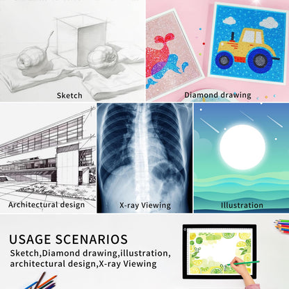 VALUCKY Rechargeable A4 Tracing Drawing Board,Copy Light Pad with Adjustable Foldable Stand,3 Level Brightness LED Tracing Light Box for Artist,Drawing,Sketching,Diamond Painting