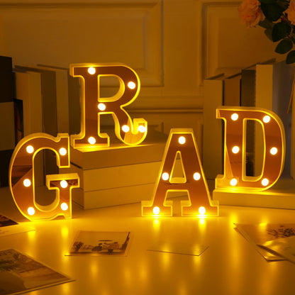 Demissle 4 Graduation Party Decorations 2026 Grad LED Marquee Letters Graduation Table Light Up Sign for Kindergarten Preschool High School College Class of 2026 Grad Party Supplies(Gold)