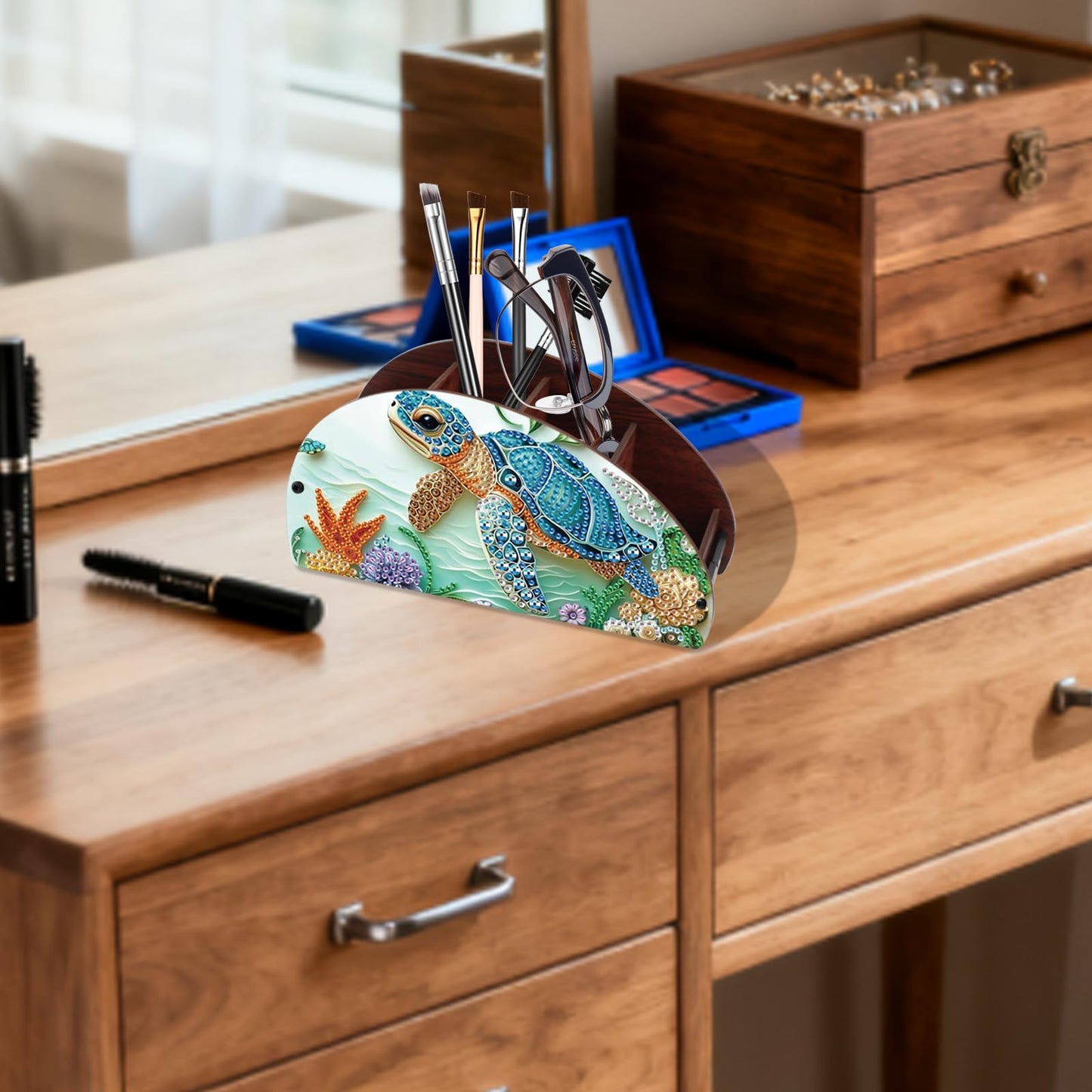 JISHSHAY Diamond Painting Remote Control Holder Sea Turtle Diamond Art Remote Holder Animal Gem Art Organizer Box Gem Painting Organizer Case Embroidery Storage Case Mosaic Kits for Adults Storage Box