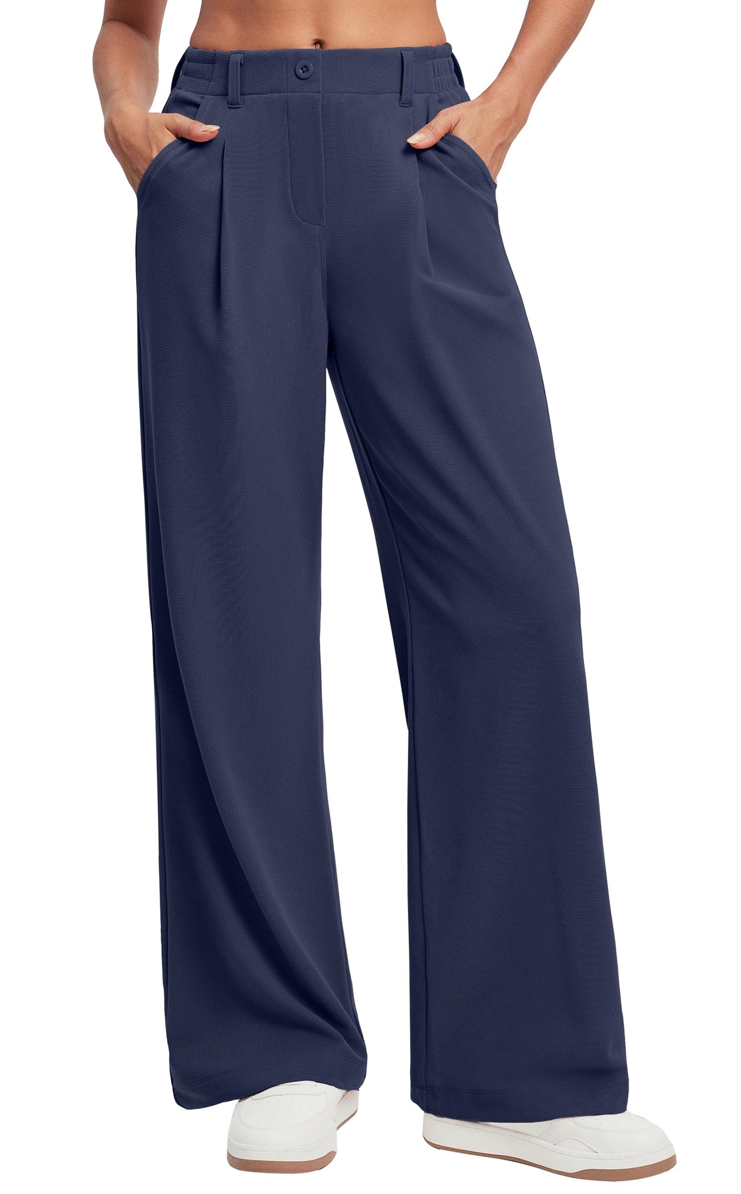 Ewedoos Wide Leg Pants Woman Stretchy Work Dress Pants Women Pull on Business Casual Slacks Trousers Fall Outfits 26"/28"