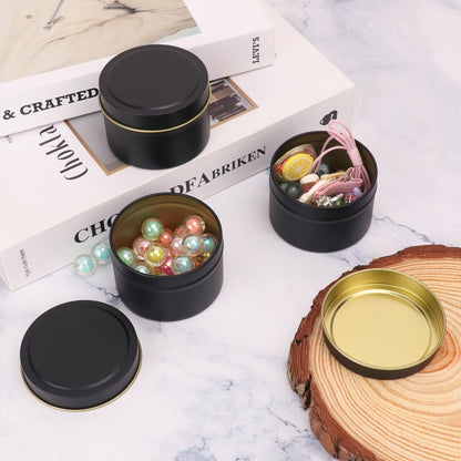 Biugaaufai 72 Pack 4 oz Black Metal Candle Tins with Lids, Round Bulk Metal Candle Jar, Matte Finish, Round 4 oz Candle Tins for DIY Candle Making and Storage