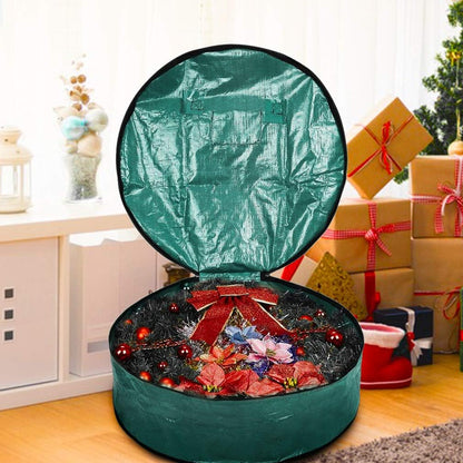 ProPik Christmas Wreath Storage Bag, 30" Holiday Container with Heavy Duty Handles (Green)