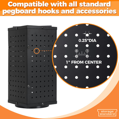 Rotating Pegboard Display Stand With 24 Hooks - Metal Spinning Peg Board Displays, Stands for Retail, Vendors, Selling & Shows - 4-Sided Craft Rack Organizer for Products, Accessories, Jewelry